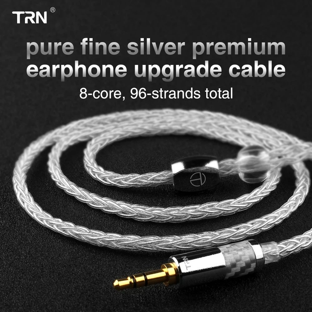 TRN Pure Silver earphone Cable 2.5mm/3.5mm Connector 2pin 0.75 0.78 Mmcx Diy Earphones Audio Braided Weave Balanced Cable