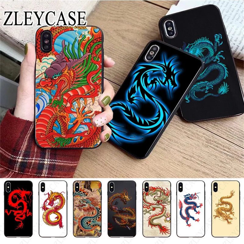 Chinese Dragon silicone Soft Phone Case For iphone 13pro 14pro 15pro 12pro 11pro xs max 7 8 XR 12mini 15plus 13mini SE cover