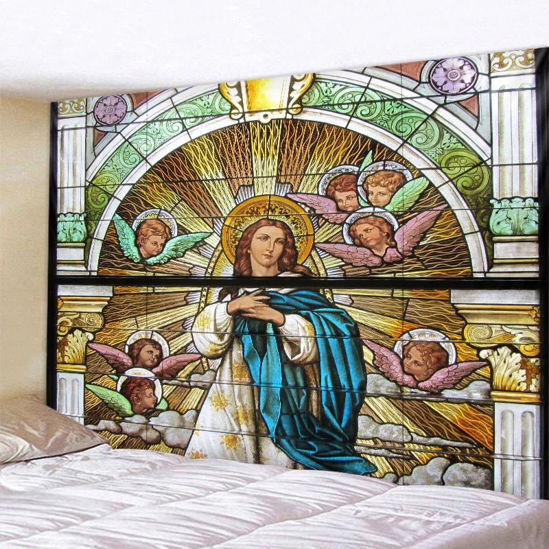 

Church Jesus mural home art decoration Angel tapestry Bohemian decoration sofa carpet wall decoration bed sheet