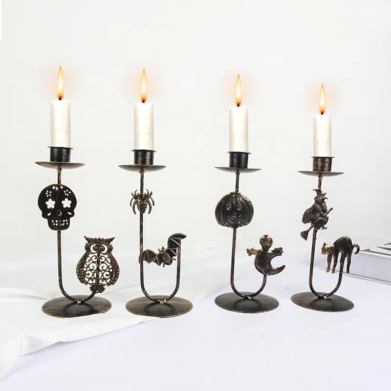 Halloween Decorations Metal Candle Holders  Desktop Ornaments Holiday Gifts