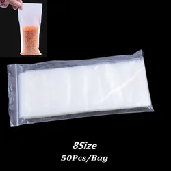 50 Pcs/Bag Multiple Sizes Water Dissolving PVA Bags Carp Fishing Material Tackle Quick Water Soluble Solid Bait Bags 8 Size