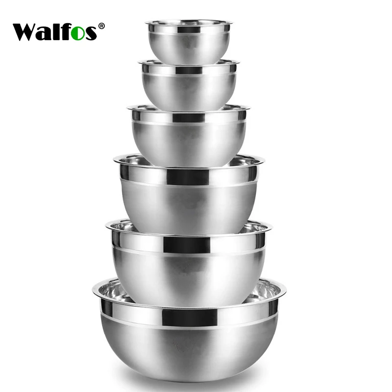 

Walfos Stainless Steel Mixing Bowls Non Slip Nesting Whisking Bowls Set Mixing Bowls For Salad Vegetables Eggs Cooking Baking