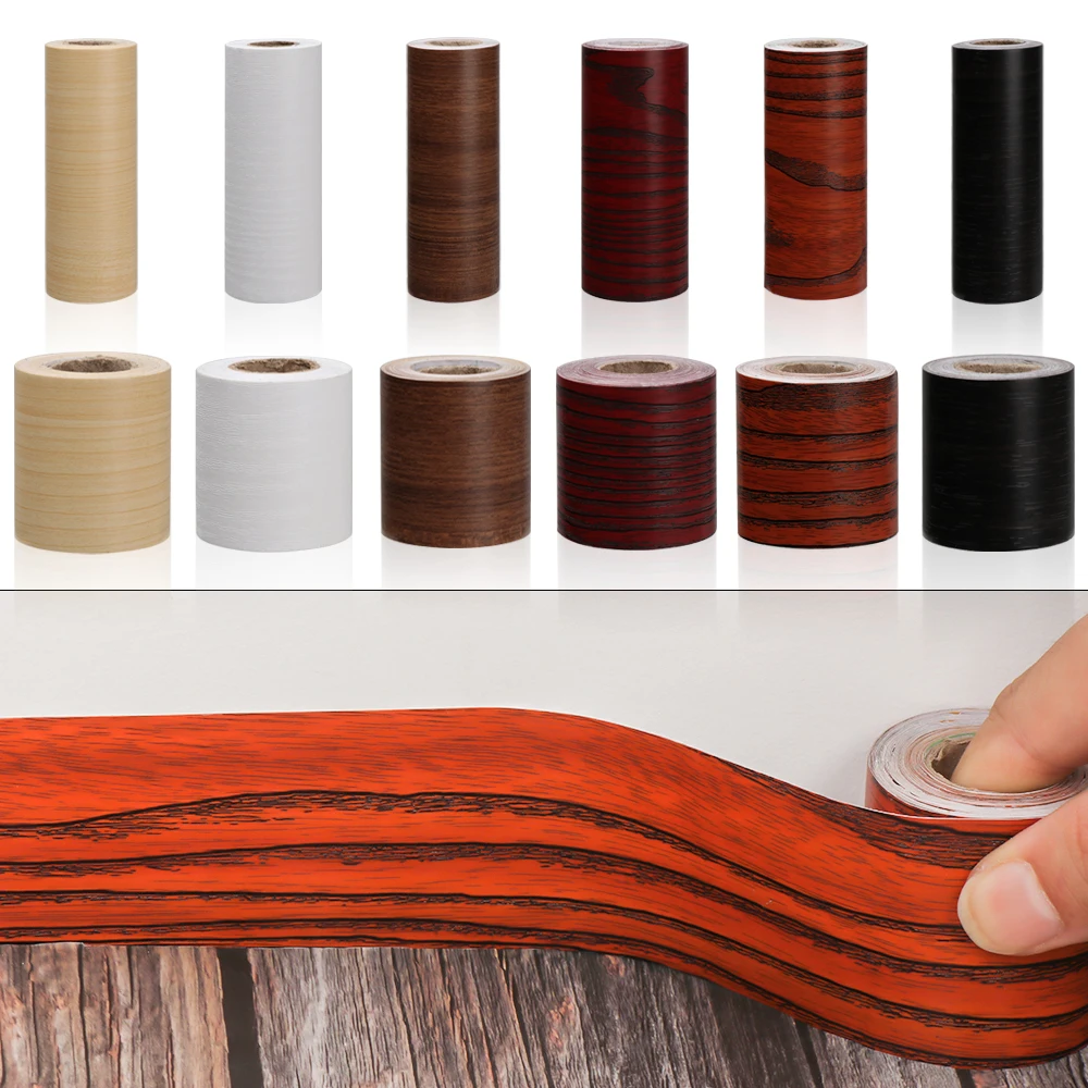Wasserdicht Self-adhesive PVC Taille Linie Tapete Holzmaserung Wand Grenze Aufkleber Sockel Linie Vinyl Decals Home Decor