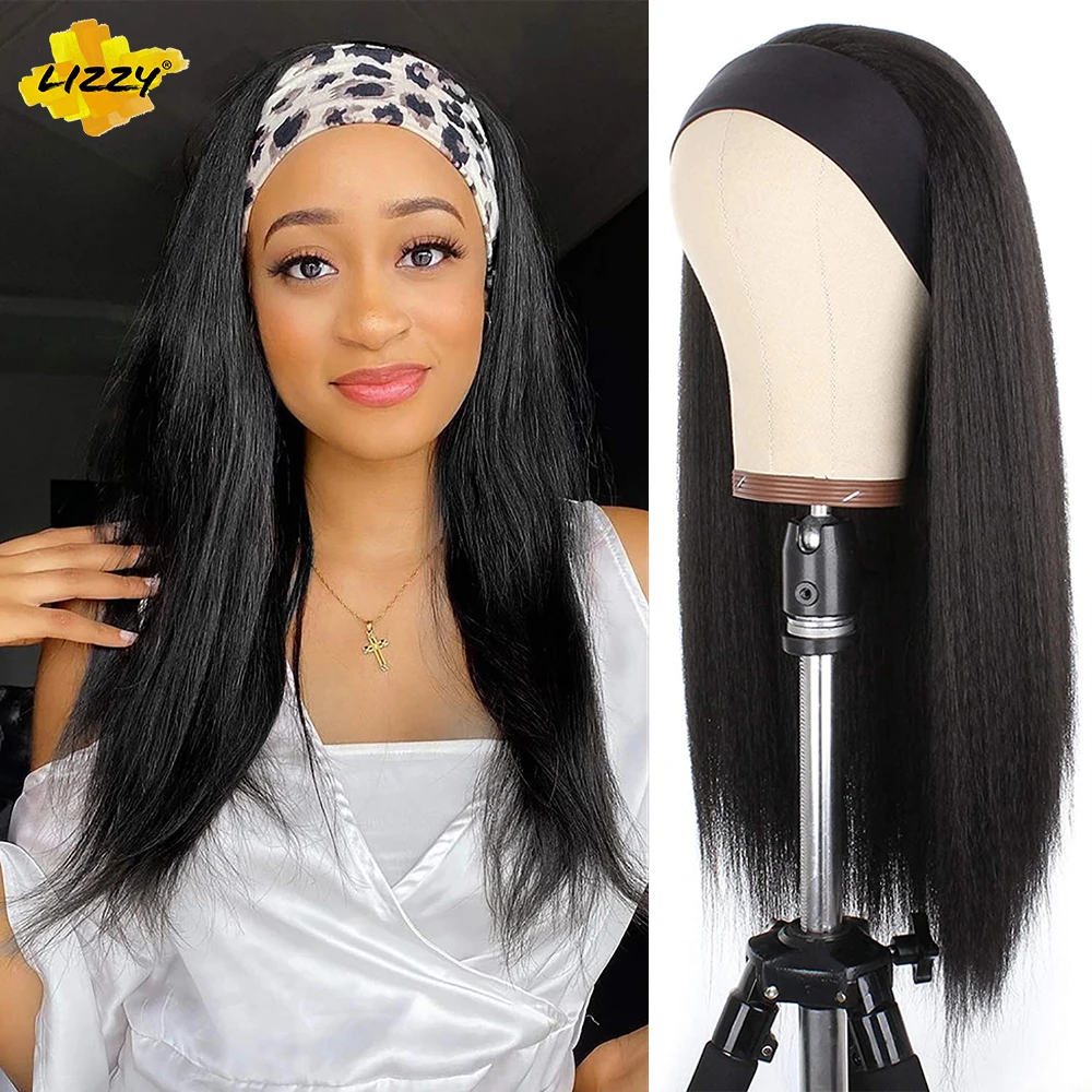 Long Straight Headband Wigs For Black Women Synthetic African Glueless Natural Brown Blonde Yaki Wig 22