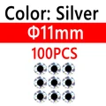 100 piezas de 11 mm plateadas