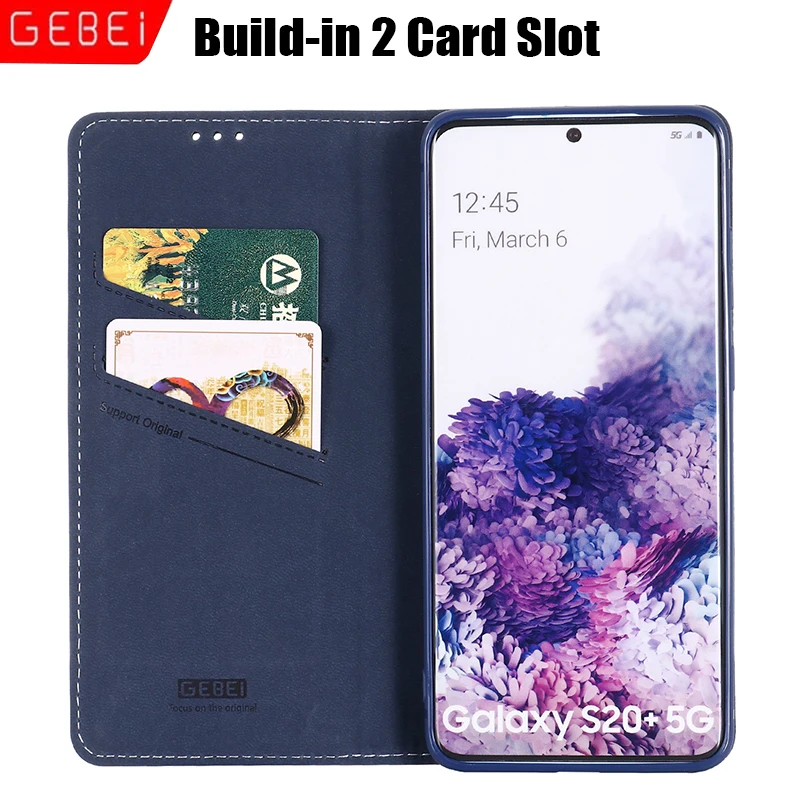 GEBEI Genuine Leather Flip Magnet Close Design Stand Case Cover For Samsung Galaxy S24 S23 S22 Ultra S8 S9 S10 S20 Plus