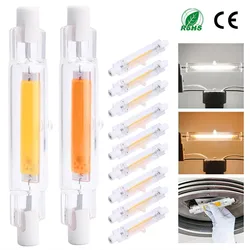 Super Bright Dimmable LED R7S Glass Tube COB Bulb Ceramics 78MM 118MM R7S Corn Lamp 15W 20W 30W 40W Replace Halogen Lampadas