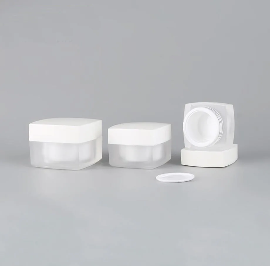 50g  frosted square  shape acrylic cream jar pot tin bottle eye sedrum/day cream/essence/moisturizer gel cosmetic packing