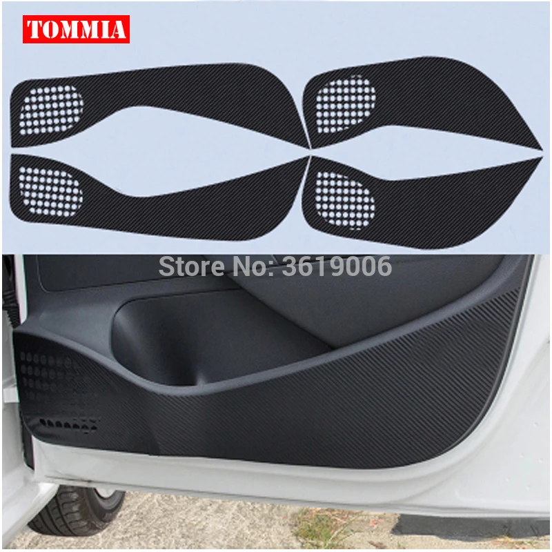 TOMMIA For VOLKSWAGEN VW Polo 2012-2017 Car Inside Door Cover Scratch Protection Anti Kick Pads Carbon Fiber Stickers 4pcs