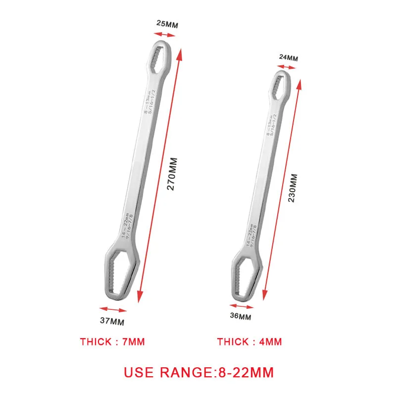 Universal Wrench 8-22mm Torx Double-Head Ratchet Adjustable Repairing Tools Spanner Set Screw for Bicycle Motorcycle Car