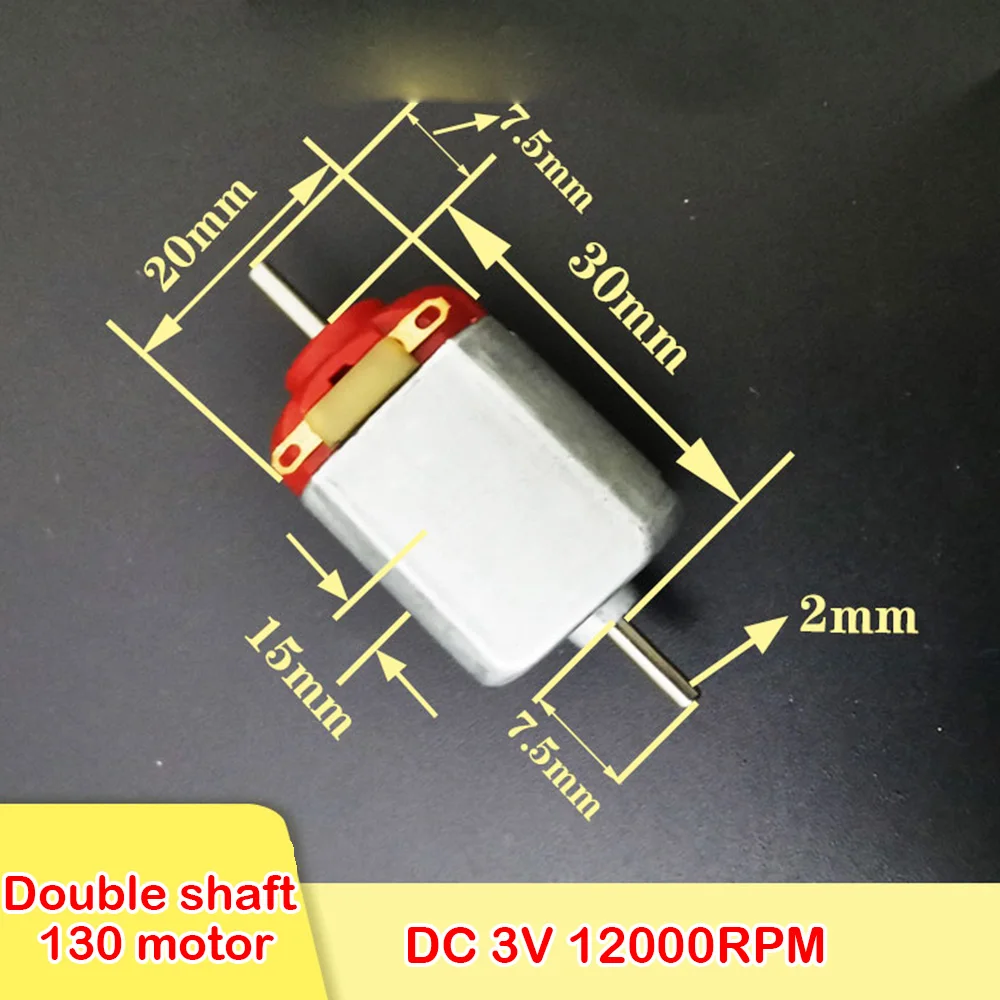 4PCS/lot FC-130SA-20120 Electric Motor DC 3V-6V 5V 12000RPM High Speed Mini Dual Shaft 130 DC Motor 2mm Shaft RC Car Toy Model