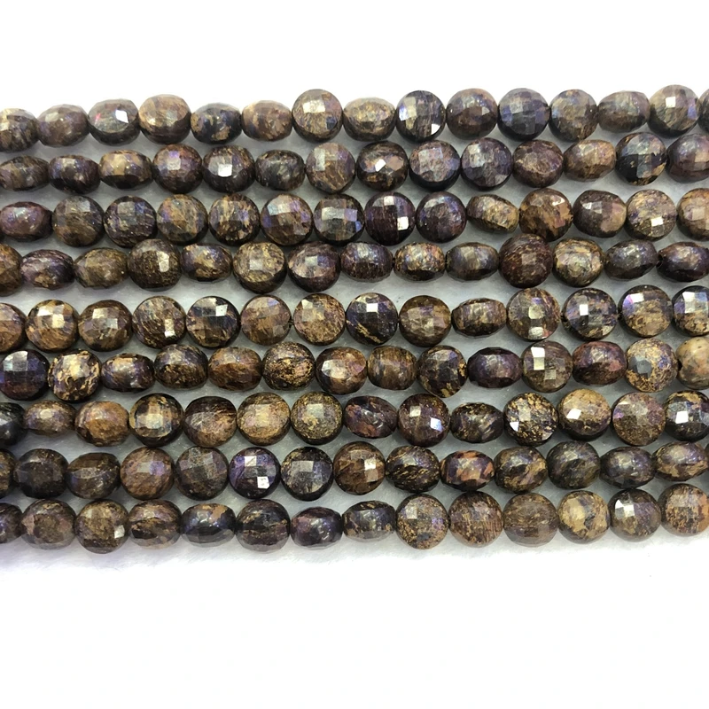 Wholesale 2strings Natural Bronzite Stone Beads Faceted 3x6mm Bean Coin Beads For jewelry DIY 15.5