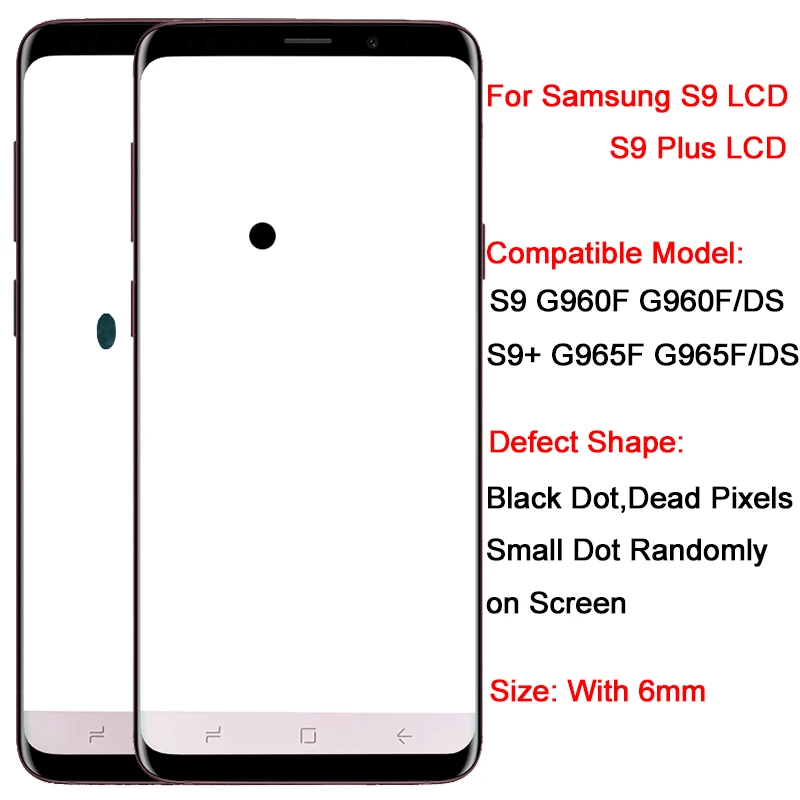 AMOLED S9 Display For Samsung S9 Plus LCD With Frame For Samsung S9 S9Plus G960F G965F Display Screen Black Dot