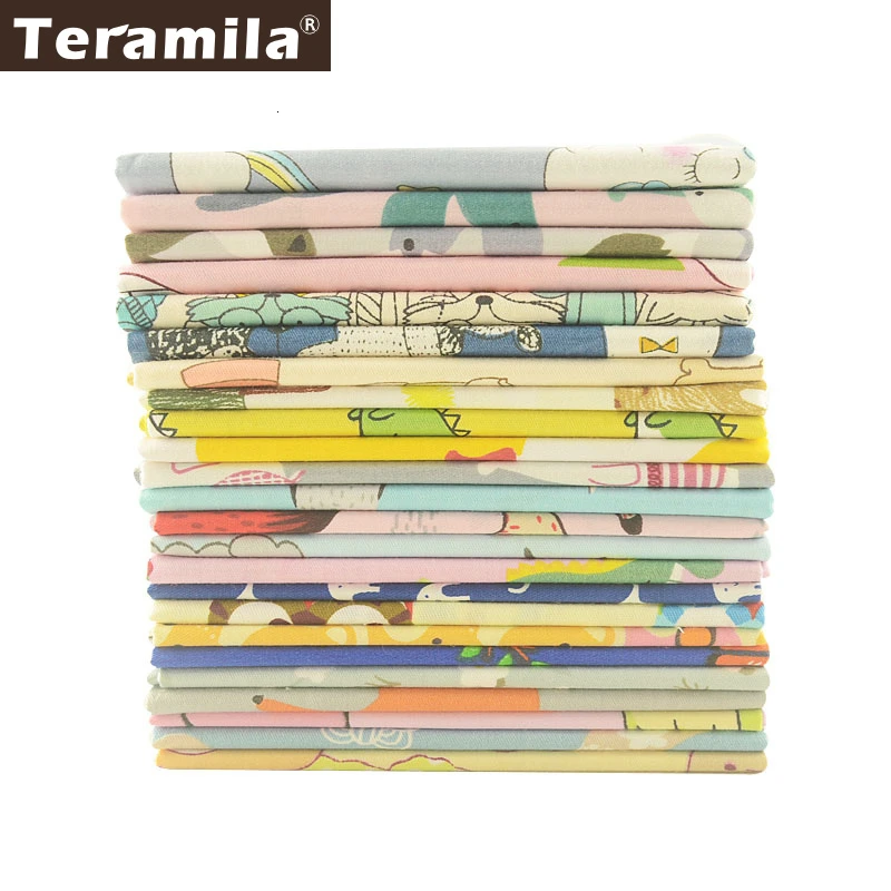 Teramila 50x50cm 100% Cotton Fabric Animal Cartoon Design Telas DIY Patchwork Stoffen Cloth Craft Cushion Pillow Tissu For Kid\'s