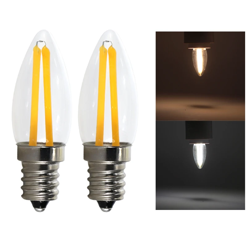 

Ampoule Filament E12 Led Bulb 110v 220v 2W Super Cob Mini Candle Spot Home Decor Lighting Glass Shell For Chandeliers Wall Lamp