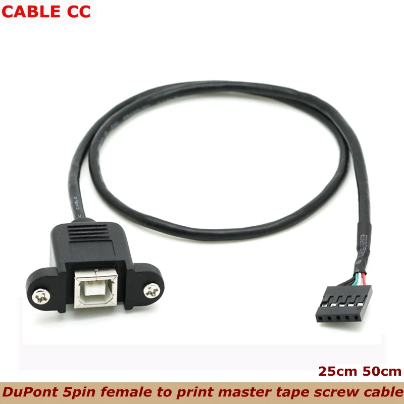 USB 2.0 5pin Motherboard Header to USB Standard Type-B Female Extension Cable with Nuts for Panel Mount