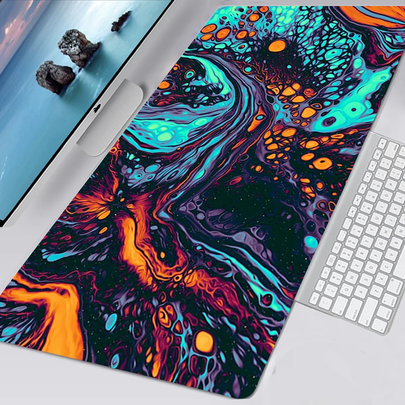 

40x90 XXL Mousepad Alfombrilla Gaming Accessories Non-slip Mouse Pad Gamer 90x30 Tapis De Souris Cool Marble Art Liquid Strata