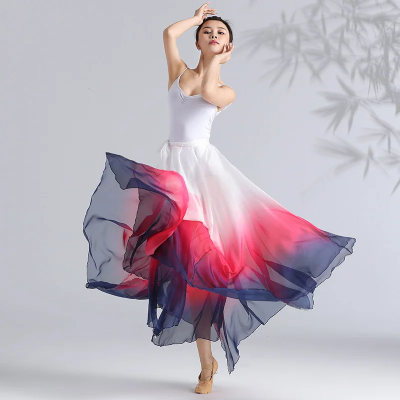 Chinese Ethnic Classical Modern Dance Clothing Flamenco Practice Clothes Elegant Performance Dance Wear Skirt for Girls