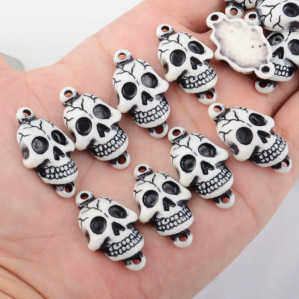 BOLIAO 10Pcs DIY High Quality Halloween European American Ghost Personality Head Pendant Punk Style Holiday Decoration