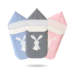 Baby Sleeping Bags Knit Newborn Girl Boy Sleep Sack Cute Rabbit 3D Pom Pom Toddler Infant Stroller Wrap Swaddle Fashion Envelope