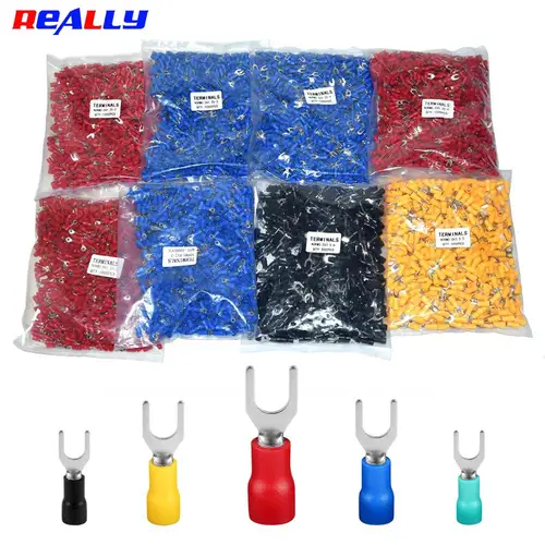 REALLY SV1.25/2/3.5/4/5.5 1000 unids/pack conector de Cable aislado de pala Terminal de engarzado eléctrico AWG 22-10 conector de Cable
