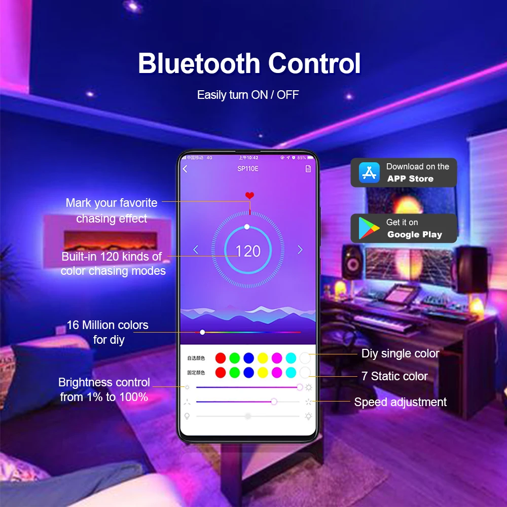 1M 2M Bluetooth LED Strip Lights 5050 SMD Flexible Ribbon Waterproof RGB WS2812b LED Light USB TV Background Lighting Home Decor