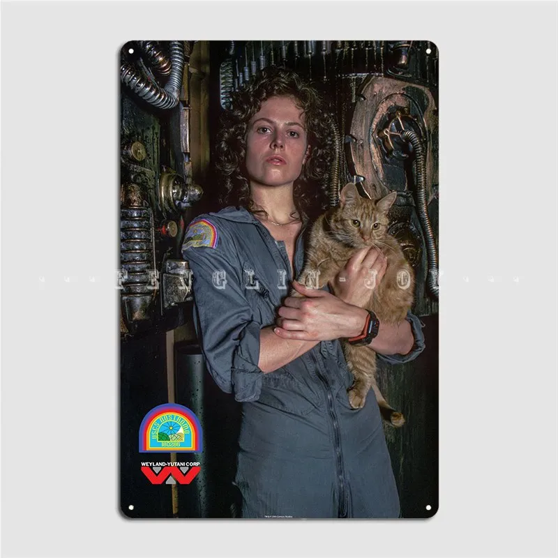 Ellen Ripley With A Cat Alien Metal Sign Custom Pub Kitchen Wall Decor Tin Sign Posters