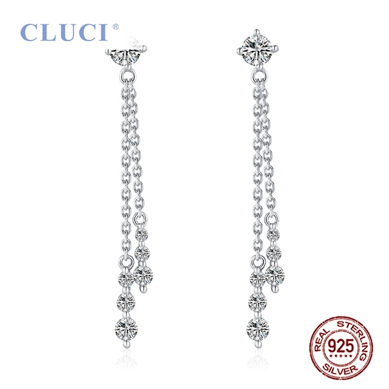 

CLUCI Classic 925 Sterling Silver Simple Theme Women Drop Earrings Jewelry for Office Lady DE021SB