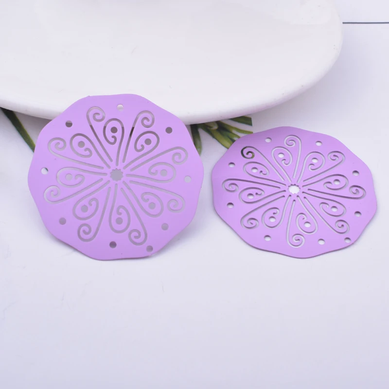30 Stück AB6583 40mm Hellviolett-Orange Große Metallanhänger aus Messing Dünne Anhänger für Ohrringe – Detail 13