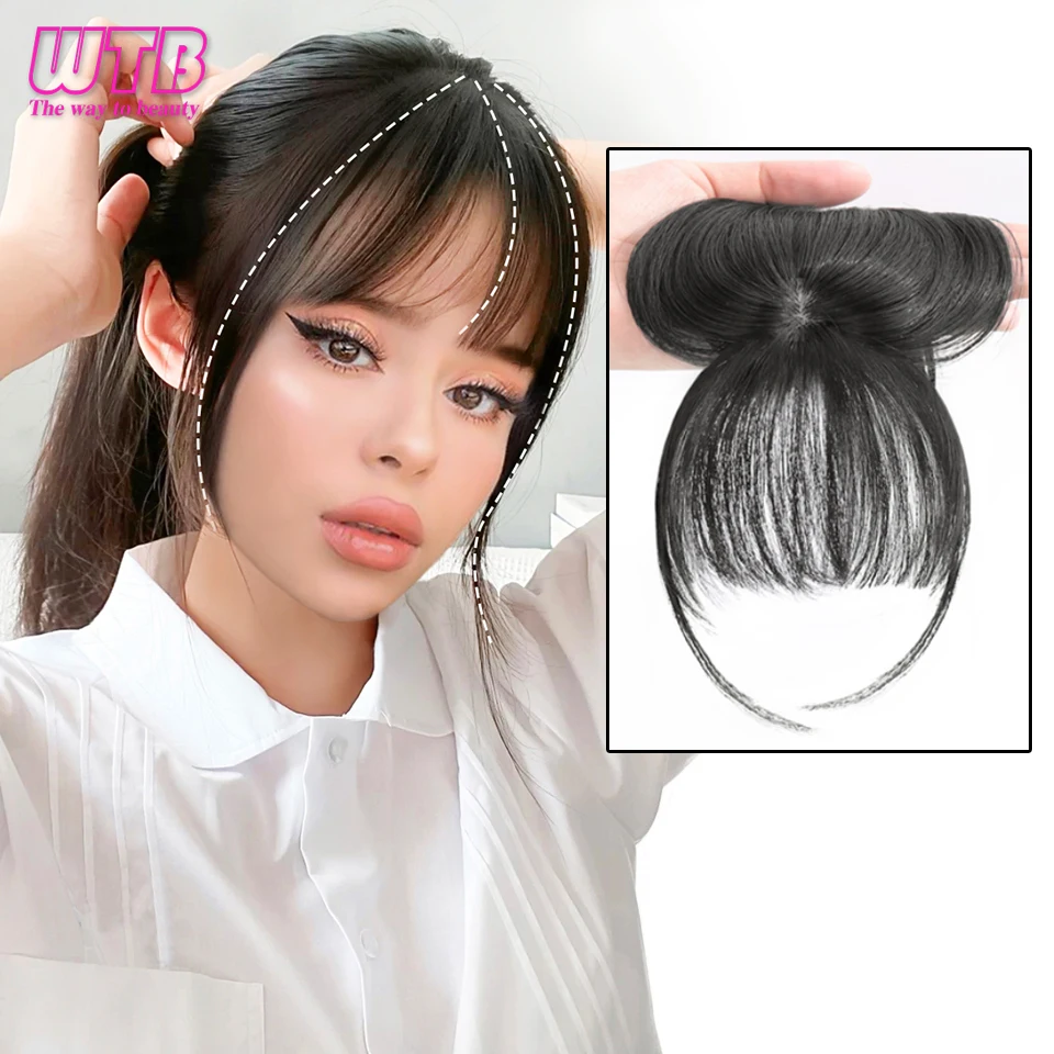 Synthetic 3D Air Bangs Wig Female Natural Seamless High Temperature Hairpiece Head Top Replacement Cover White Hair Fake Bangs