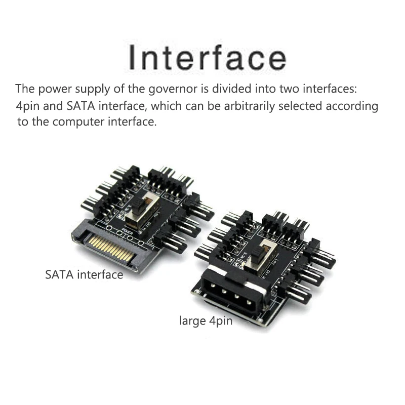 Fan Hub 1 to 8 3Pin Pwm Sata Molex Splitter PC Mining Cable 12V Power Suppply Cooler Cooling Speed Controller 4PIN/SATA Adapter