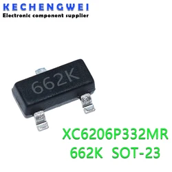 チップセット,50-100個xc6206p332mr sot-23 sotxc6206p332 sot23 xc6206 smd (662k) 3.3v/0.5a