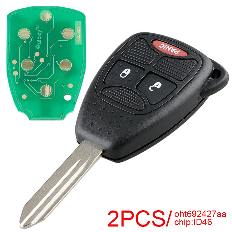 

2pcs 2+1 Buttons Remote Car Key Fob ID46 Chip OHT692427AA KOBDT04A Keyless Entry Transmitter for Jeep Grand Cherokee Chrysler