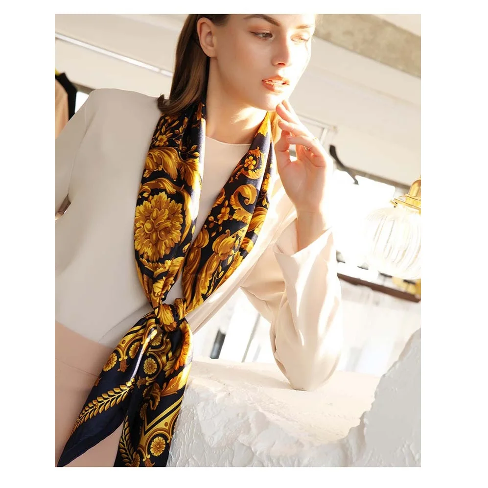 Women 100% Silk Scarf Shawl Foulard Luxury Soft Soomth Touching 108*108cm