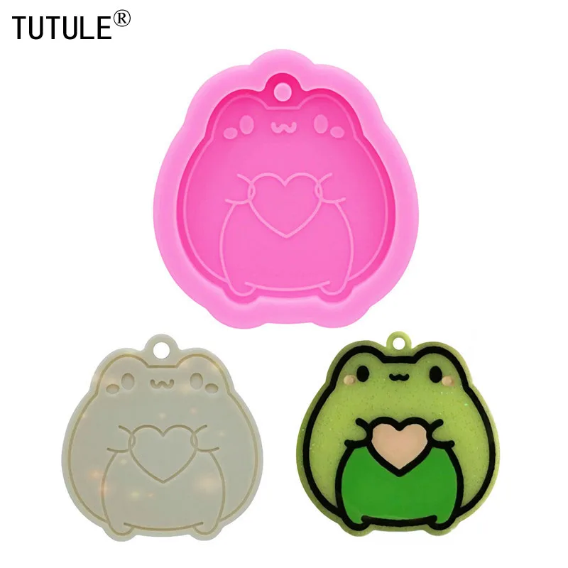 

Shiny Frog Earring Keychains Silicone Mold UV Polymer Clay Epoxy Resin Belly Shaker Mold Kawaii pendantMold