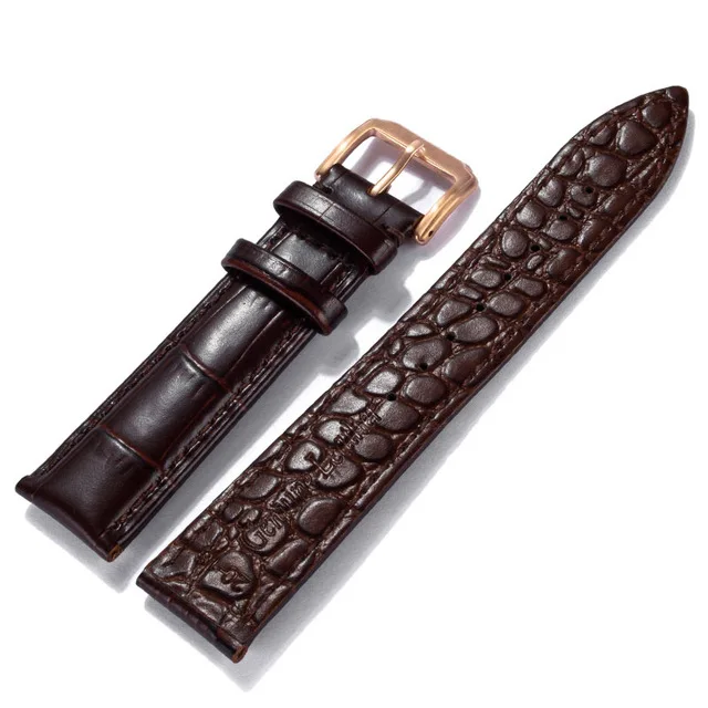 Watchband 16 18 20 22 mm Leather Black Dark Brown Classic Alligator Grain Soft Calf Genuine Leather Watch Strap Watch Band Strap