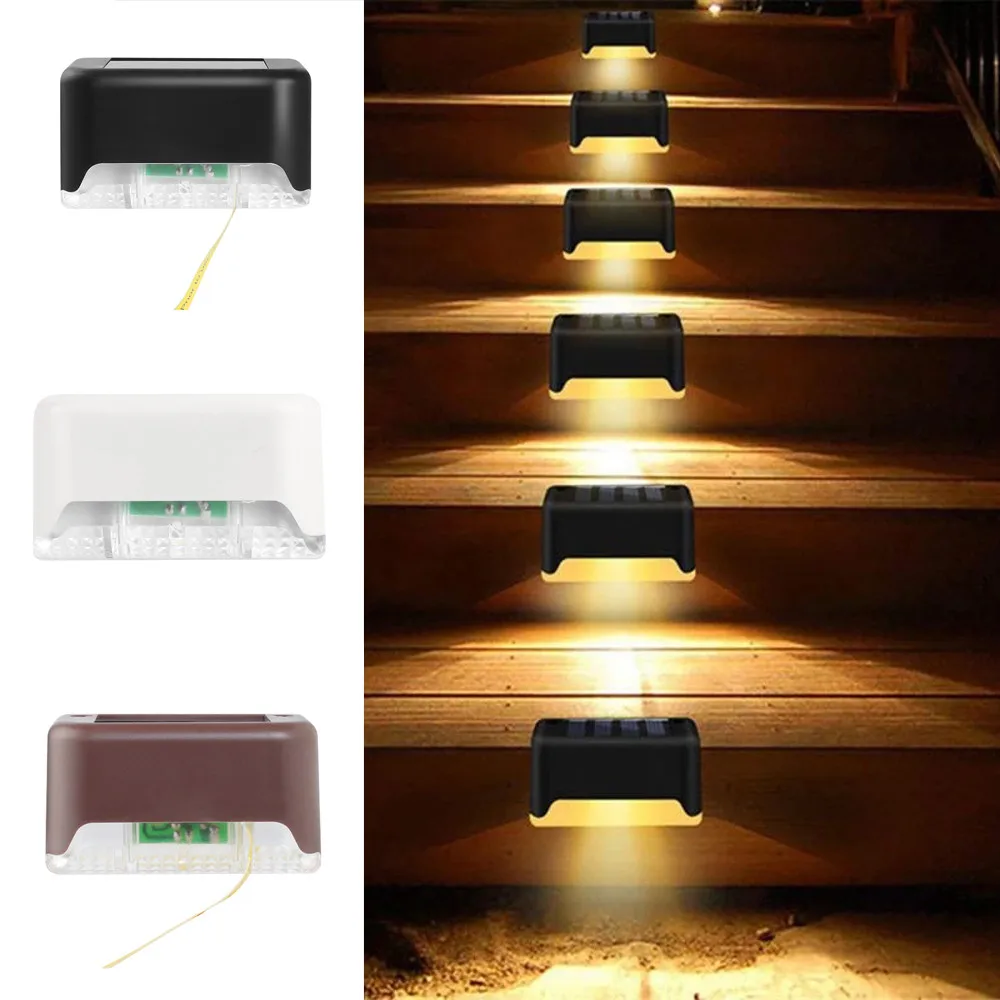 

8Pcs/Lot Outdoor Waterproof Garden Landscape Step Deck Lights LED Solar Stair Lamp Fence Step Deck Lights Garden Yard Decoration