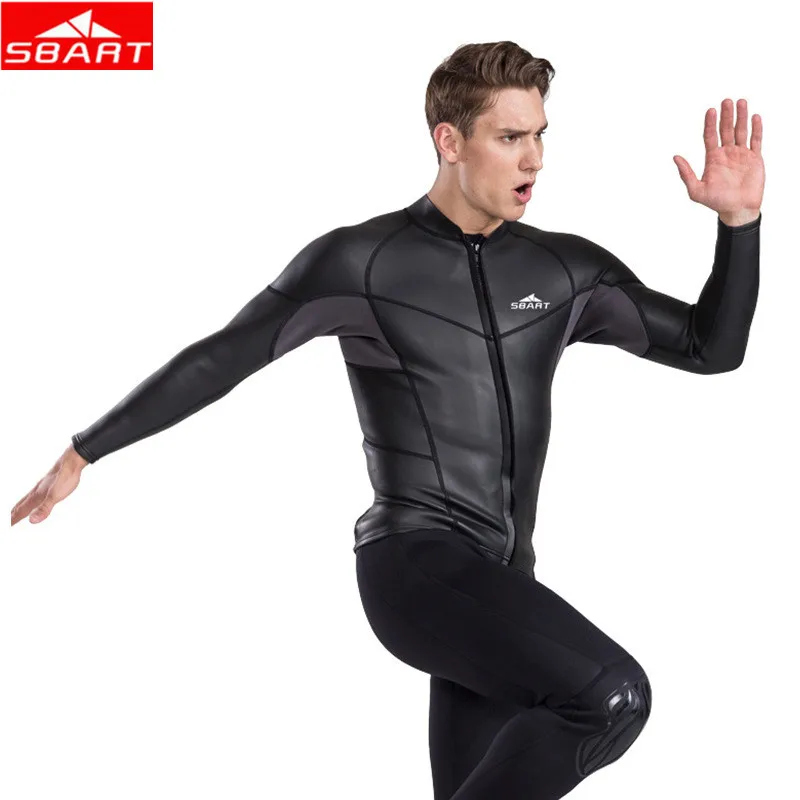 SBART 2MM Long Sleeve Neoprene Wetsuit Men Top Sunscreen UV Smoothskin Jacket For Swimming Jumpsuit Surfing Diving Shirt Wetsuit