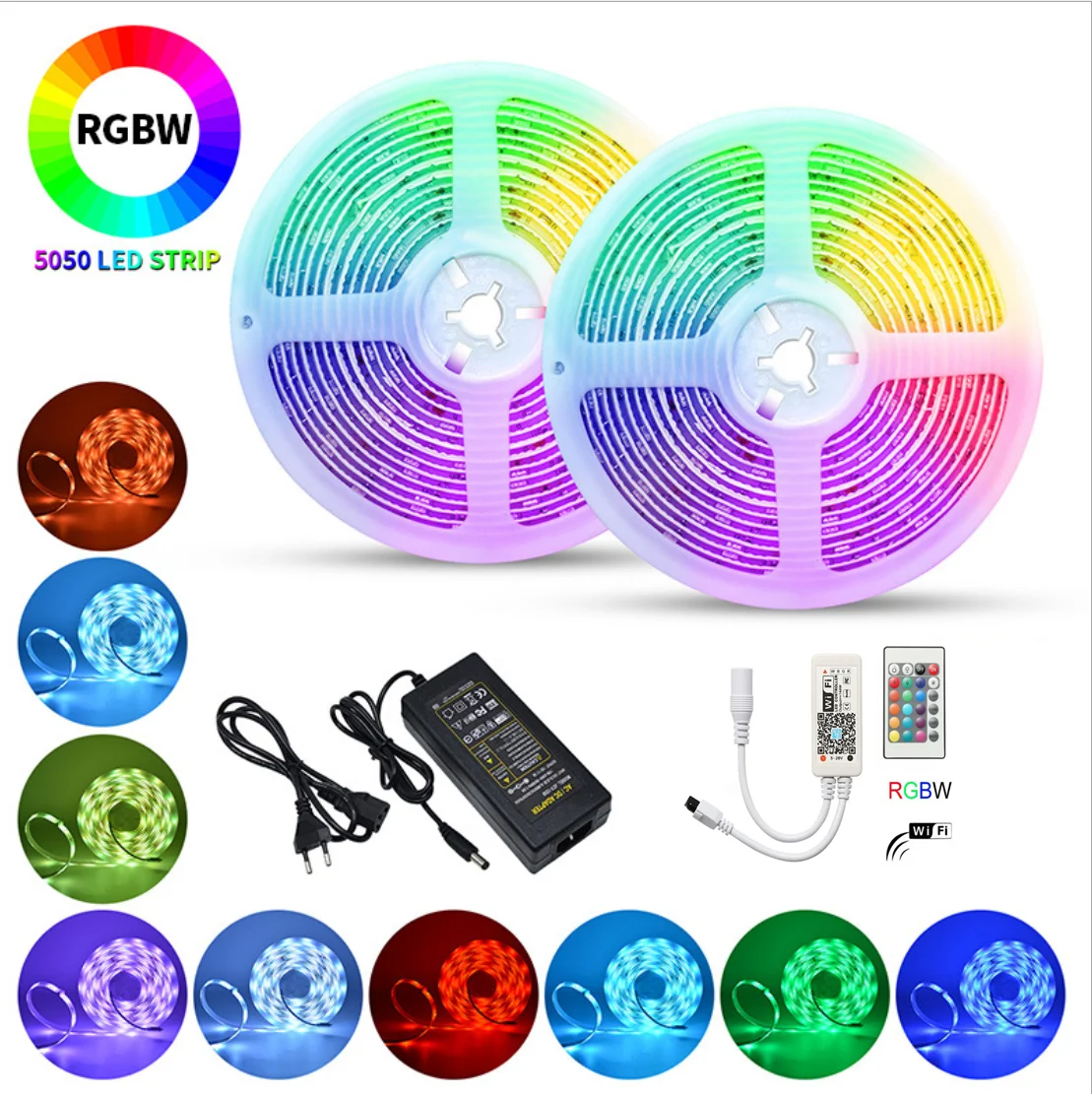 

10M/Lot 12VDC RGBW/RGBWW LED Strip Light Kit WIFI APP 4Colors in 1 LED Chip 30LEDs/M 150LEDs IP30/IP65 5050 Flexible LED Ribbon