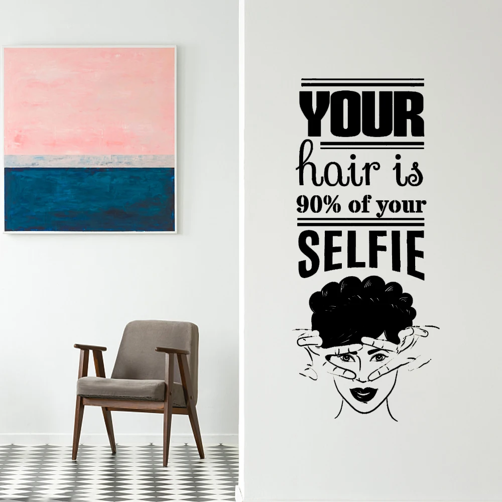 

Beautiful Beauty Hair Salon Decal Wall Window Decor Stickers Art Quote"your hair is 90% of your..."Barbershop Wall Sticker