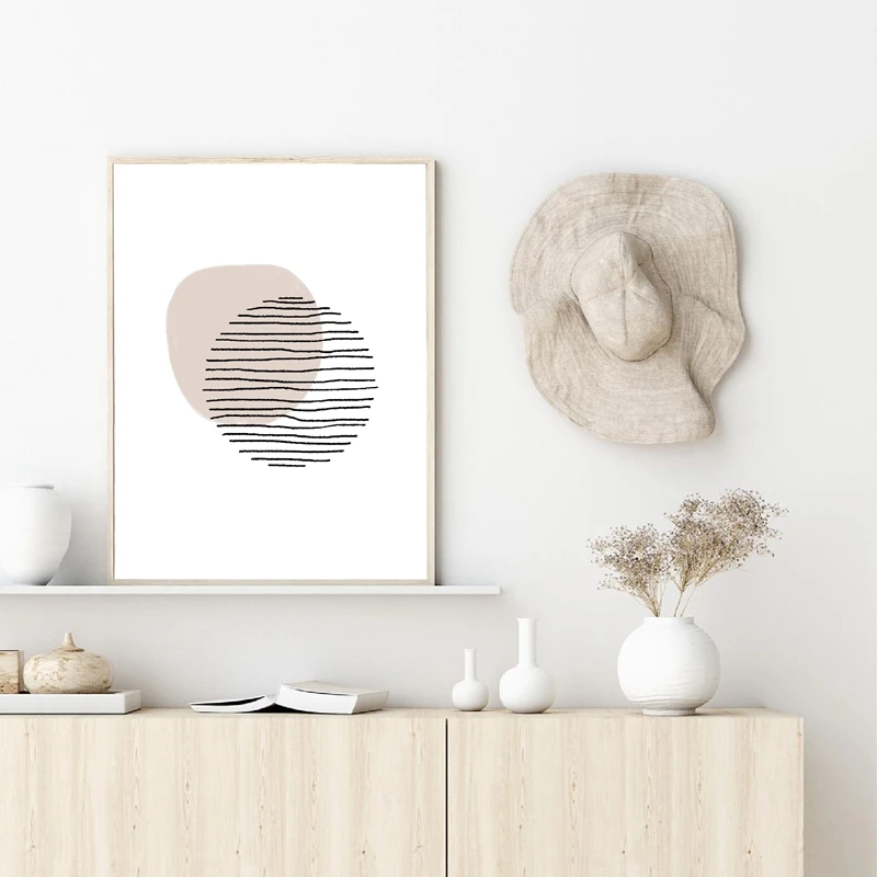 قوس قزح مجردة اللوحة دائرة الهندسة خط الحديثة الحد الأدنى طباعة محايد جدار صورة فنية الشمال المشارك ديكور غرفة المنزل