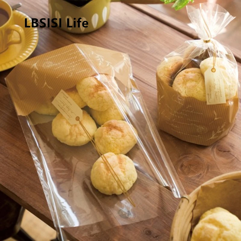 LBSISI Life 100pcs Bread Toast Cake Biscuit Cookie Food Bag Self-Standing Seal Gift Packing Wedding DIY Bake Opp Bags 18*24cm