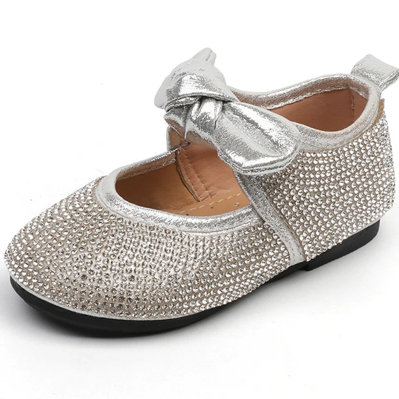 LOVIRS Girls New Dance Shoes Kids Toddler Glitter Rhinetone Mary Jane Loafer Flats Wedding Dress Shoes For Girls