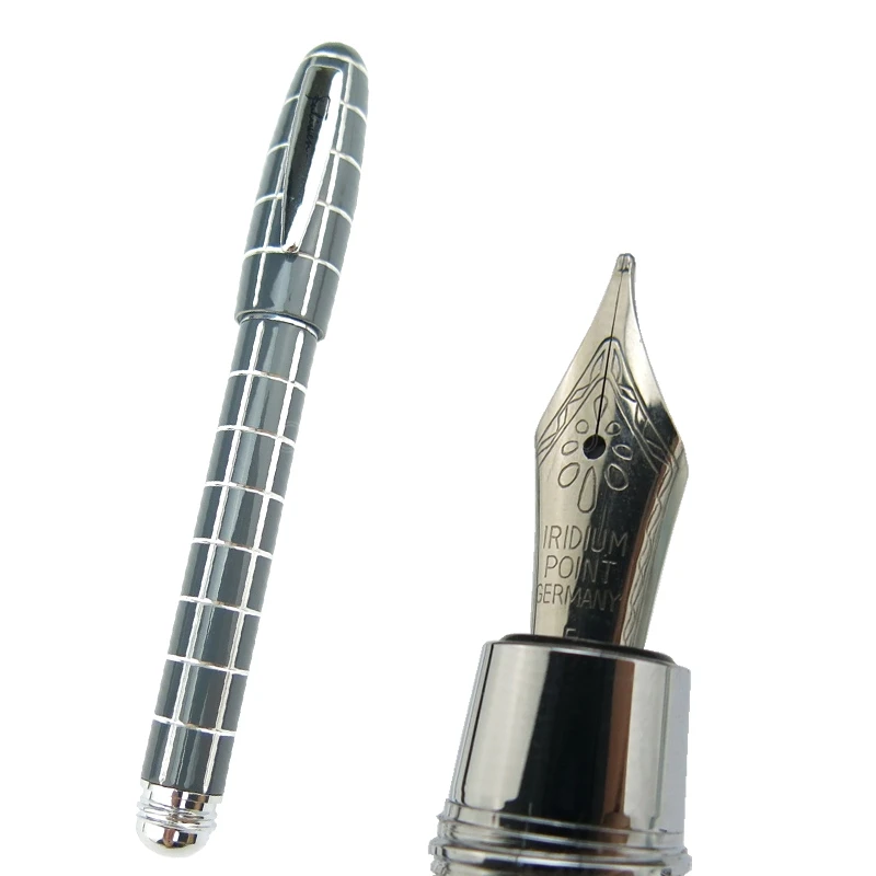 Fuliwen 2062 Elegant Resin Fountain Pen Travel Short Portable Pen Fine Nib 0.5mm Square Lattice Pattern Ink Pen