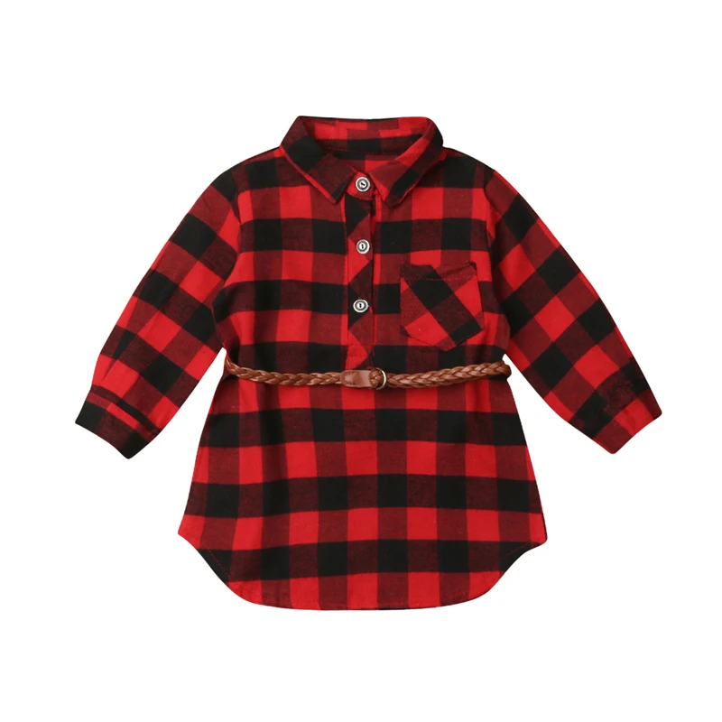 Christmas Dress	Baby Girl Clothes Red Plaid Princess Dress Costume	 + Belt 2pcs Newborn Toddler Kids Winter Spring Outfits 0-5T