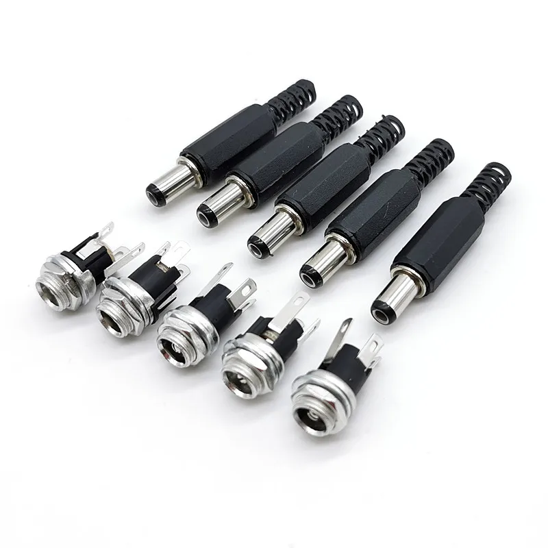 5.5mmx2.1mm 5.5x2.1mm DC Power Supply Plug Connector DC025M Female Metal Panel Mount Socket Jack DC Connectors Terminal Adapter