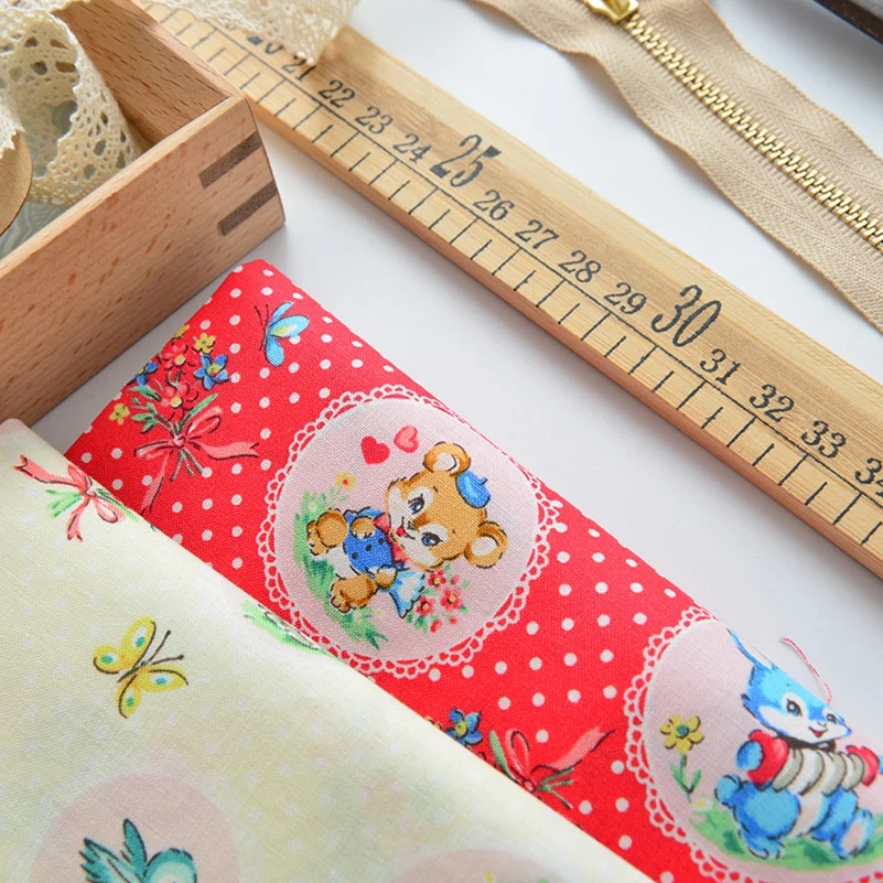 Cotton Fabric Lamb Bunny Printed Cartoon Cloth DIY Handmade For Sewing Clothes Patchwork By Half Meter