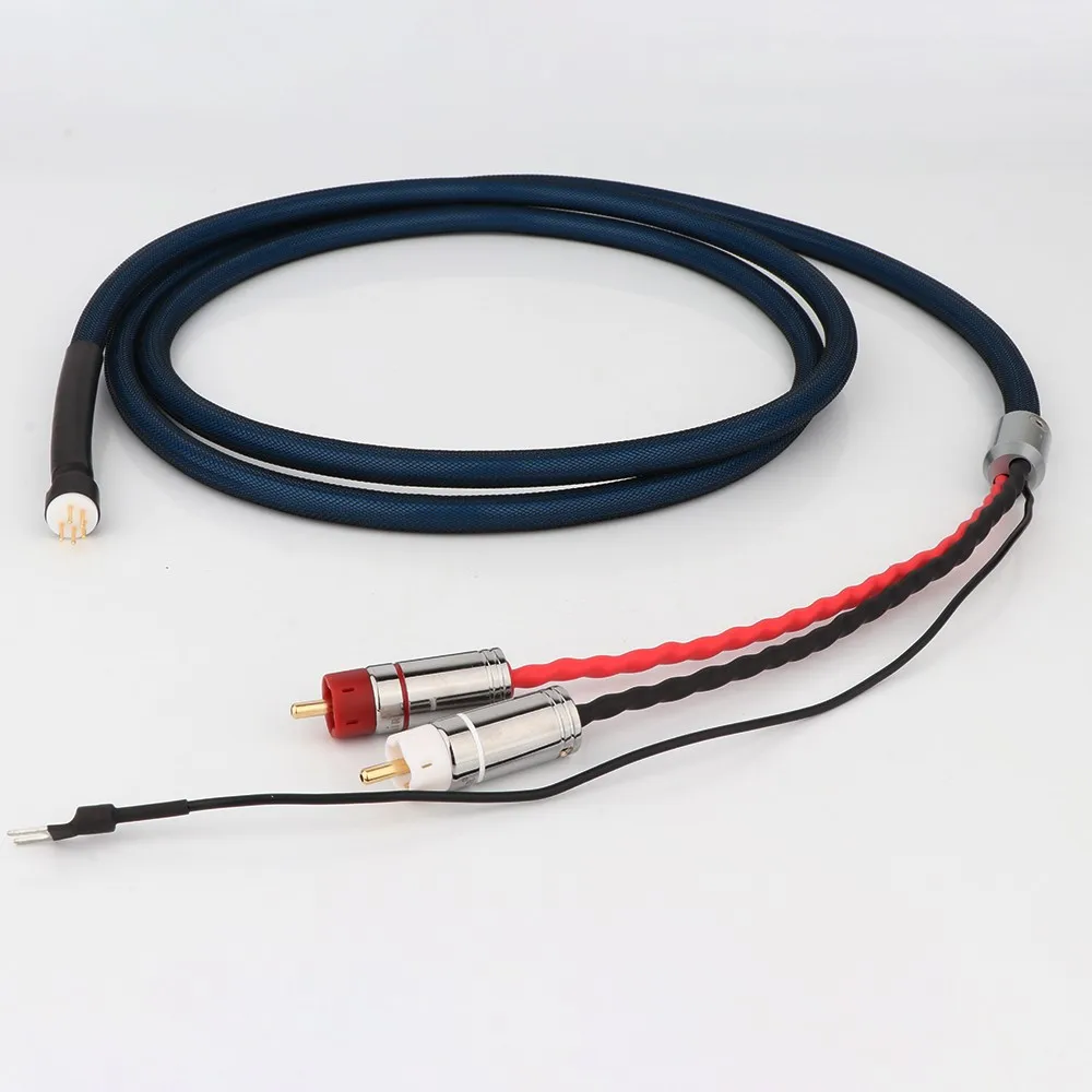 OFC 1 قطعة مطلية بالفضة مع حماية 5DIN ذكر إلى RCA U المجرف التوصيل الصوت فونو Tonearm كابل مع سلك أرضي
