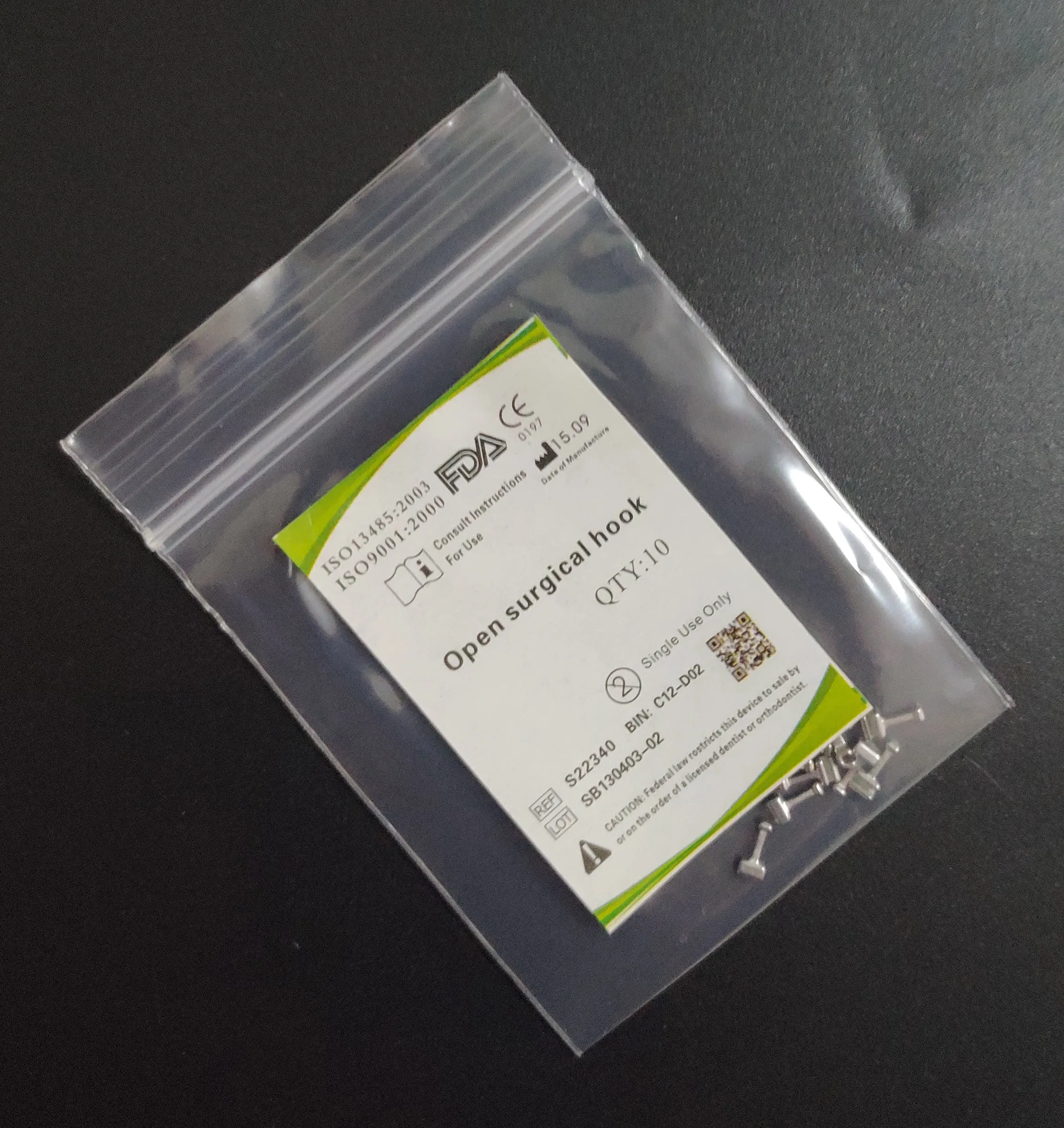 10 Packs Crimpable Hooks Open Surgical Hook Long Type 100 Pcs Dental Orthodontics Product
