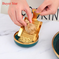 1pcs Gold Ginger Grater Stainless steel Garlic Grater Crusher Carrots Fruit Potato Mud press Metal table ware Kitchen Utensils
